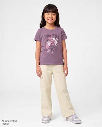Pantalon cargo large en polaire premium pour filles - HAY STACK