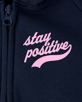 Sweat à capuche zippé en polaire premium avec rayures latérales graphiques pour filles