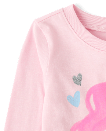 Baby And Toddler Girls Glitter Unicorn Graphic Tee - ROSE MIST