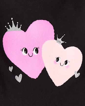 Baby And Toddler Girls Heart Graphic Tee - BLACK