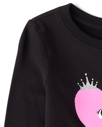 Baby And Toddler Girls Heart Graphic Tee - BLACK