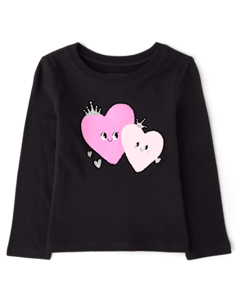 Baby And Toddler Girls Heart Graphic Tee - BLACK