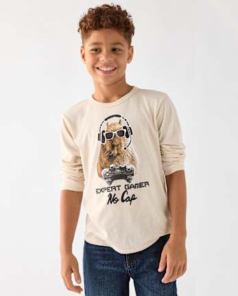Boys Capybara Gamer Graphic Tee - HAY STACK