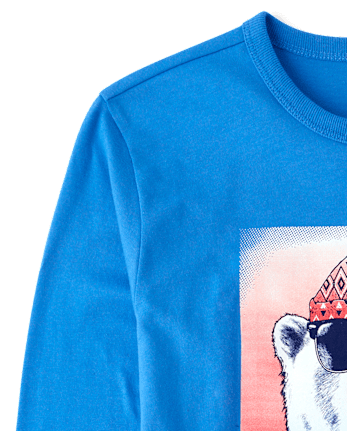 Boys Polar Bear Drink Graphic Tee - GLASS BLUE CL