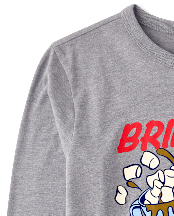 Boys Hot Cocoa Graphic Tee - S/D GRAY OWL