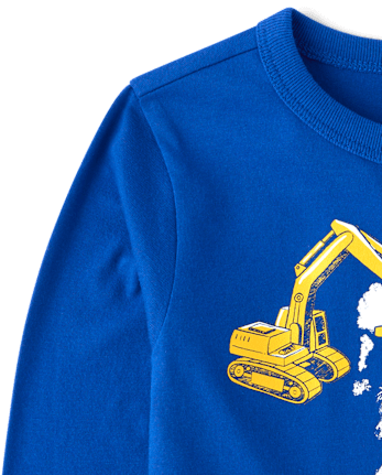 Baby And Toddler Boys Construction Vehicle Snowman Graphic Tee - QUENCH BLUE
