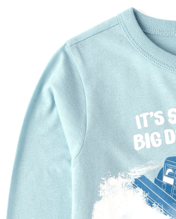 Baby And Toddler Boys Winter Truck Graphic Tee - DUSKY BLUE CL