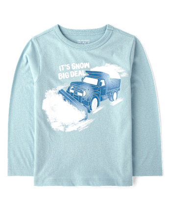 Baby And Toddler Boys Winter Truck Graphic Tee - DUSKY BLUE CL