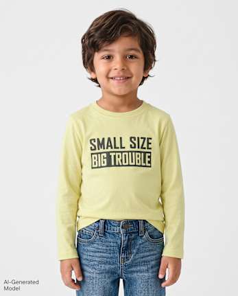 Baby And Toddler Boys Big Trouble Graphic Tee - MATCHA CREAM CL