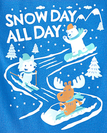 Baby And Toddler Boys Snow Day Graphic Tee - GLASS BLUE CL