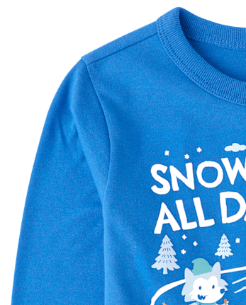 Baby And Toddler Boys Snow Day Graphic Tee - GLASS BLUE CL