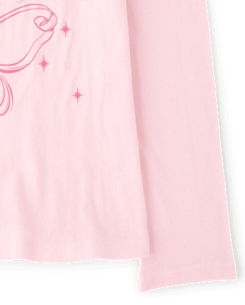 Girls Ribbon Butterfly Graphic Tee - ROSE MIST