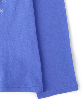Girls Glitter Disco Ball Snowman Graphic Tee - BLUE SAPPHIRE