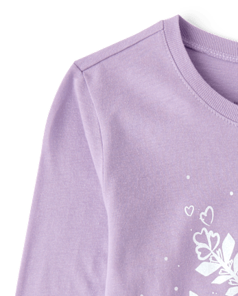 Girls Snowflake Graphic Tee - ORCHID BREEZE