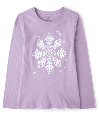 Girls Snowflake Graphic Tee - ORCHID BREEZE