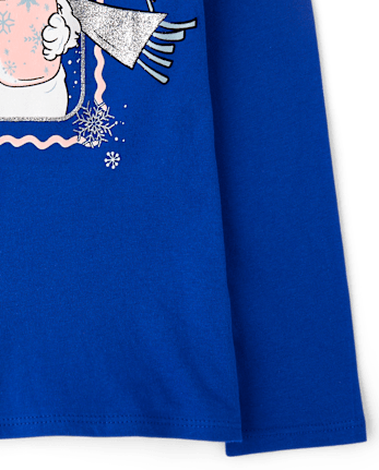 Girls Winter Cat Graphic Tee - EDGE BLUE