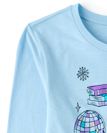 Girls Winter Doodles Graphic Tee - BLUE AIR