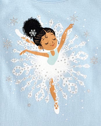 Baby And Toddler Girls Snowflake Dancer Graphic Tee - BLUE AIR
