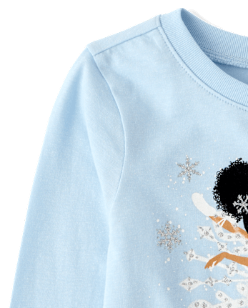 Baby And Toddler Girls Snowflake Dancer Graphic Tee - BLUE AIR
