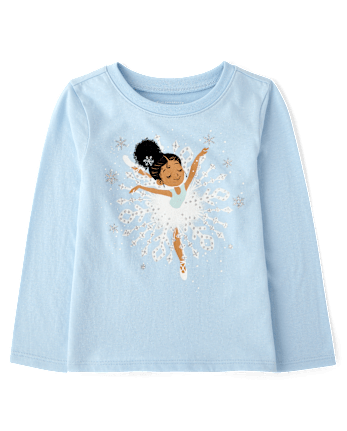 Baby And Toddler Girls Snowflake Dancer Graphic Tee - BLUE AIR