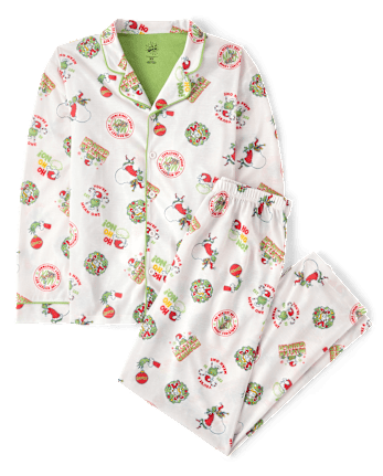 Adult Matching Family Dr. Seuss The Grinch™ Button Front Pajamas - MULTI CLR