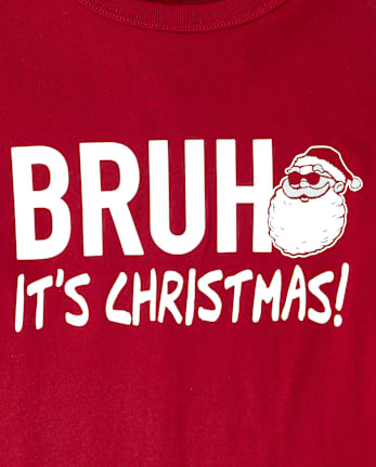 Boys Christmas Bruh Graphic Tee - RED OCHRE