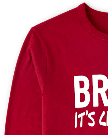Boys Christmas Bruh Graphic Tee - RED OCHRE