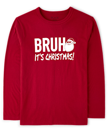 Boys Christmas Bruh Graphic Tee - RED OCHRE