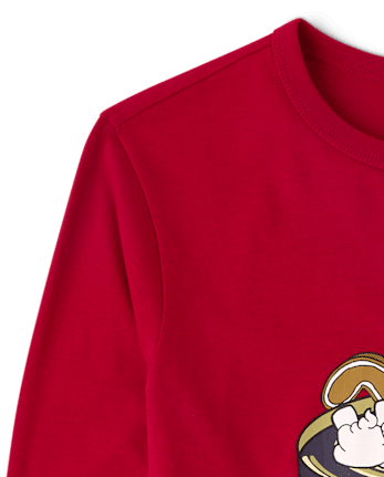Boys Christmas Gingerbread Mug Graphic Tee - RED OCHRE
