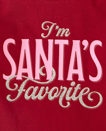 Baby And Toddler Girls Christmas Santa's Favorite Graphic Tee - RED OCHRE