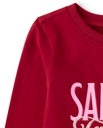 Baby And Toddler Girls Christmas Santa's Favorite Graphic Tee - RED OCHRE