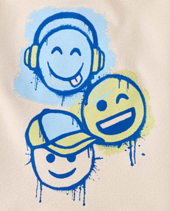 Boys Happy Face Premium Fleece Hoodie - HAY STACK