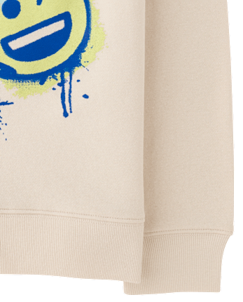 Boys Happy Face Premium Fleece Hoodie - HAY STACK