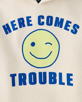 Toddler Boys Here Comes Trouble Premium Fleece Hoodie - HAY STACK