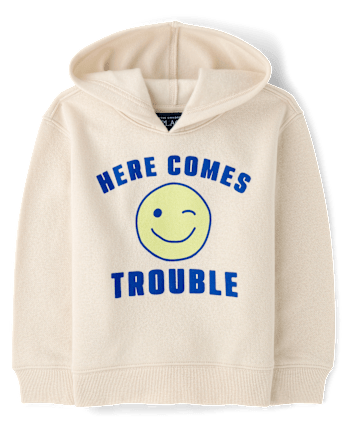 Toddler Boys Here Comes Trouble Premium Fleece Hoodie - HAY STACK