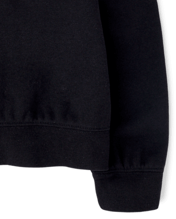 Girls Happy Vibes Premium Fleece Hoodie - BLACK