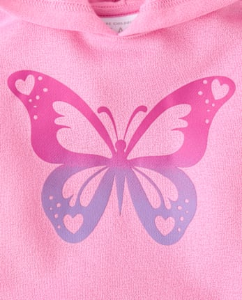 Baby And Toddler Girls Ombre Butterfly Premium Fleece Hoodie - PERFECTLY PINK