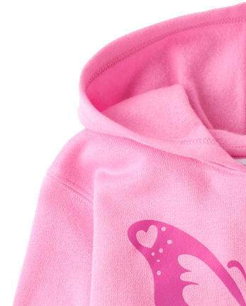 Baby And Toddler Girls Ombre Butterfly Premium Fleece Hoodie - PERFECTLY PINK