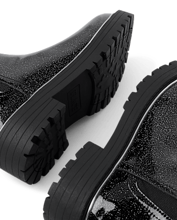 Girls Glitter Chelsea Boots - BLACK