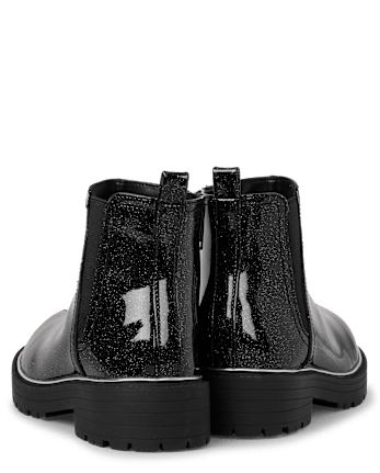 Girls Glitter Chelsea Boots - BLACK