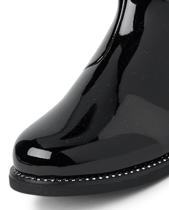 Girls Rhinestone Tall Boots - BLACK