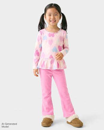 Toddler Girls Microfleece Flare Sweatpants - PERFECTLY PINK