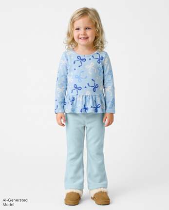 Toddler Girls Microfleece Flare Sweatpants - BLUE AIR