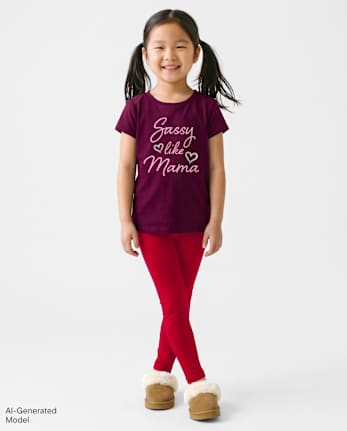 Baby And Toddler Girls Winter Warm Leggings - RED OCHRE