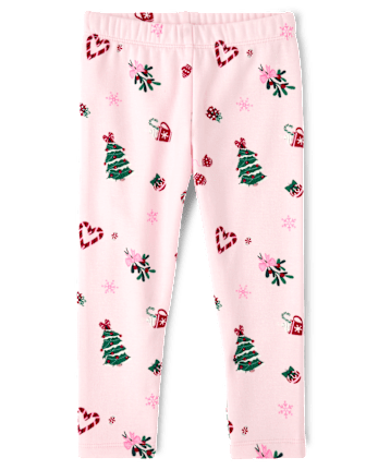Baby And Toddler Girls Print Winter Warm Leggings - ROSE MIST