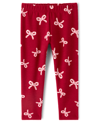Baby And Toddler Girls Print Winter Warm Leggings - RED OCHRE