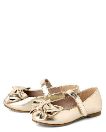 Toddler Girls Metallic Bow Ballet Flats - GOLD