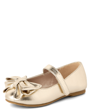Toddler Girls Metallic Bow Ballet Flats - GOLD
