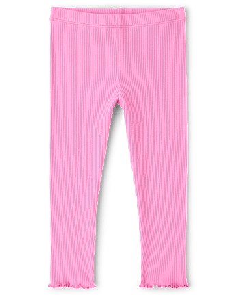 Baby And Toddler Girls Ribbed Lettuce Leggings - PERFECTLY PINK
