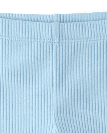 Baby And Toddler Girls Ribbed Lettuce Leggings - BLUE AIR